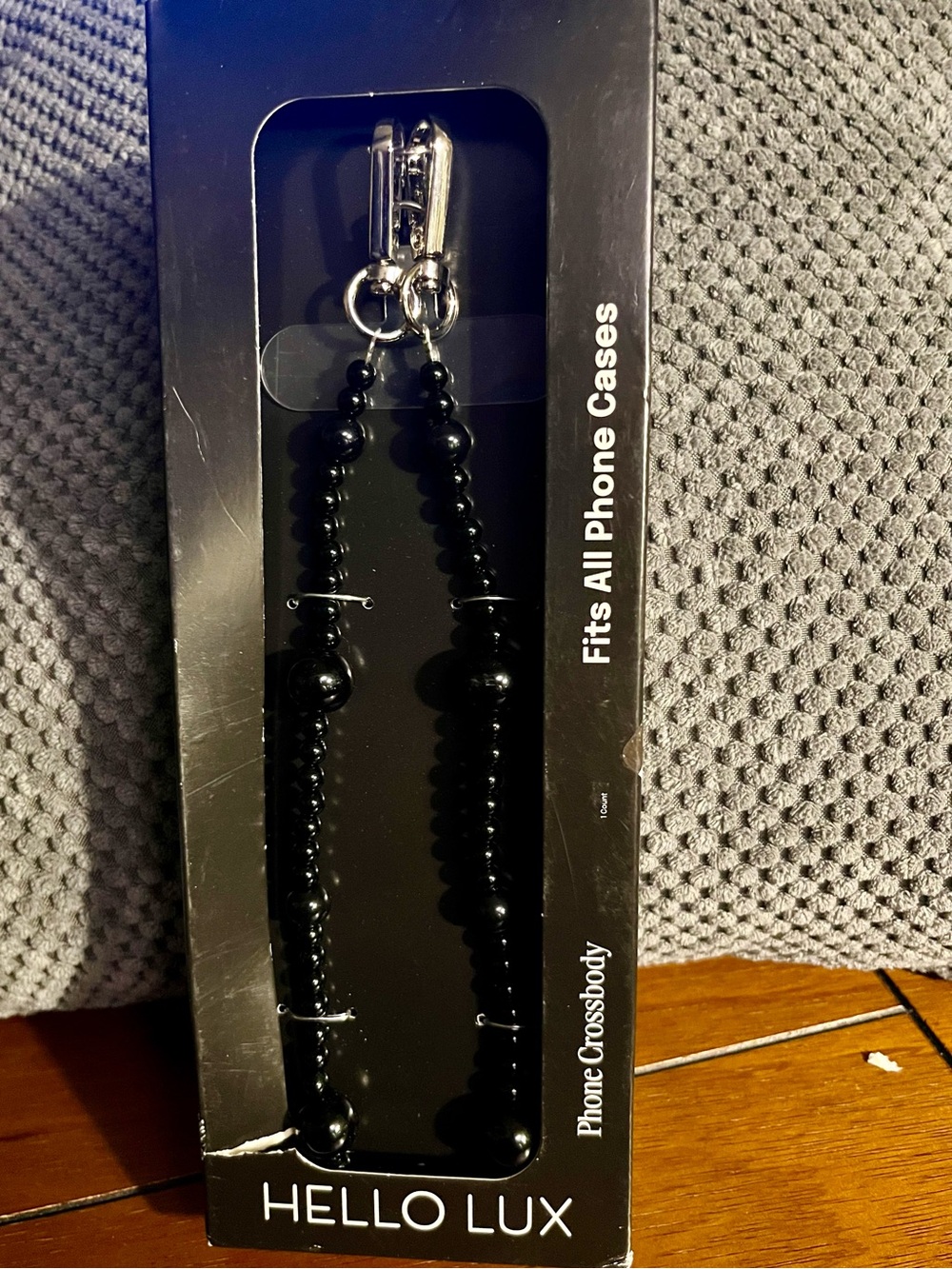 Hello Lux Mixed Black Beads phone crossbody strap